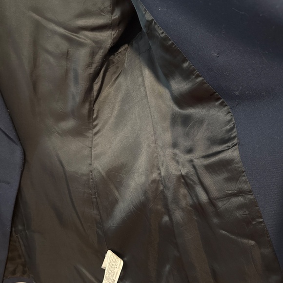 ZARA Navy Blue Double-Breasted Gold Button Blazer - Picture 3 of 4